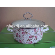 Emaille Straight Pot mit Hohlgriff Full Decals Emaille Strait Pot mit Hohlgriff